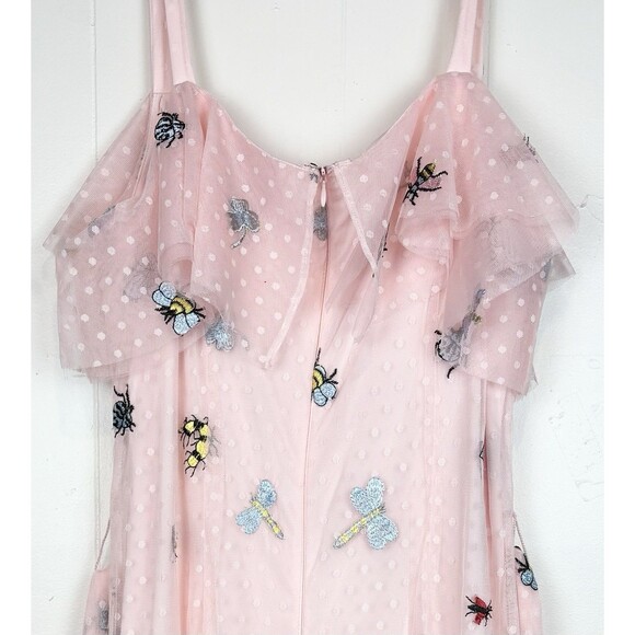 Betsy Johnson Pink Ruffle Tiered Cottagecore Bees Bugs Polka Dot Dress, Size 12 - Picture 15 of 15